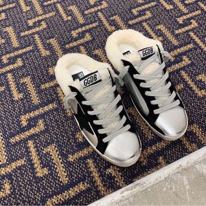 Golden Goose Black and Silver Sneakers